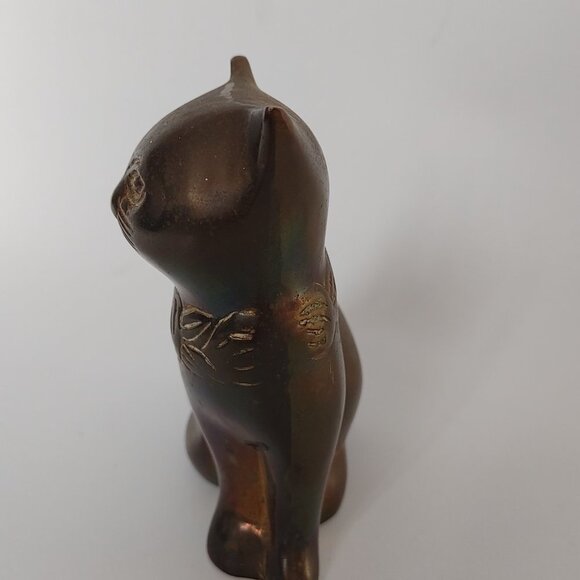 VINTAGE BRASS KITTEN Figure Gold Tone 70s RETRO Midcentury - Picture 3 of 6